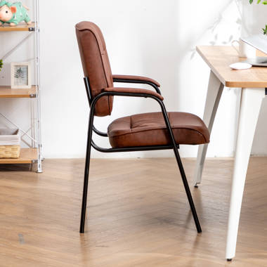 Symple Stuff Stellan Leather Seat Waiting Room Chair with Metal